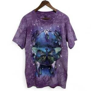 Vintage The Mountain Dragonfly Dream Catcher Purple Tie-Dye T-Shirt M